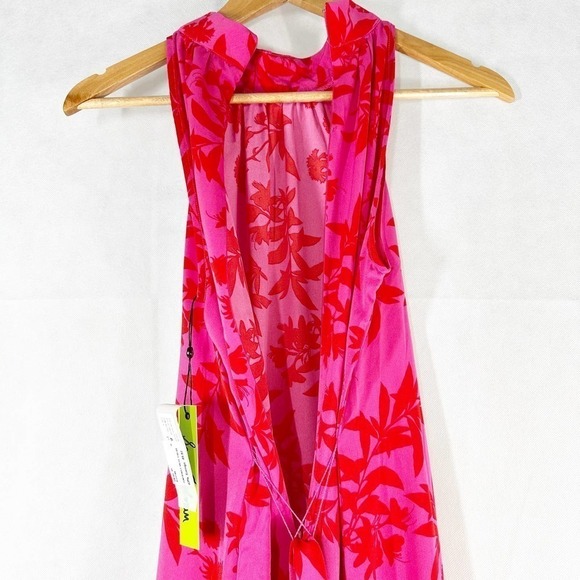 Sam Edelman High Neck Floral Print  Dress Red Pink Size Small - Picture 9 of 14